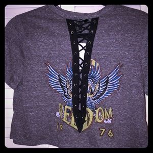 Forever 21 - Rock Lace-up Crop top